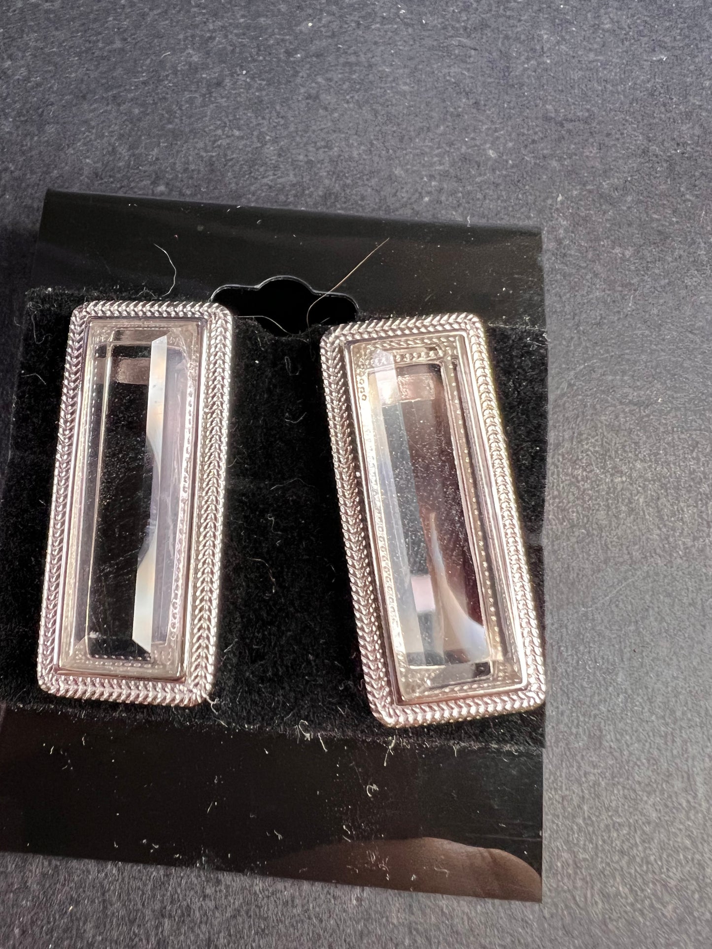 NEW clear quartz gemstone sterling silver earrings