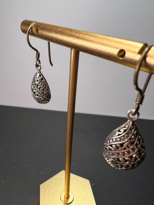 Bali style sterling silver dangle earrings