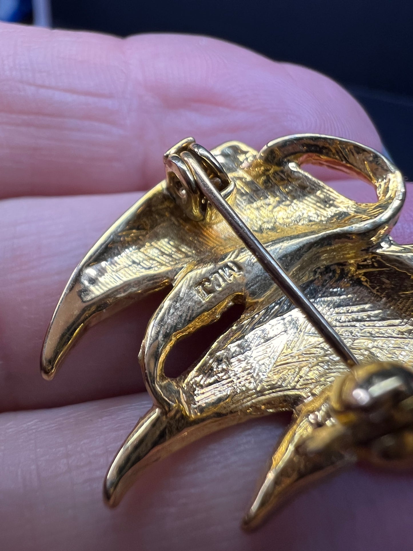 Vintage MCJ Signed Exotic Fish Gold Tone Brooch Pin - Rhinestones, Enamel