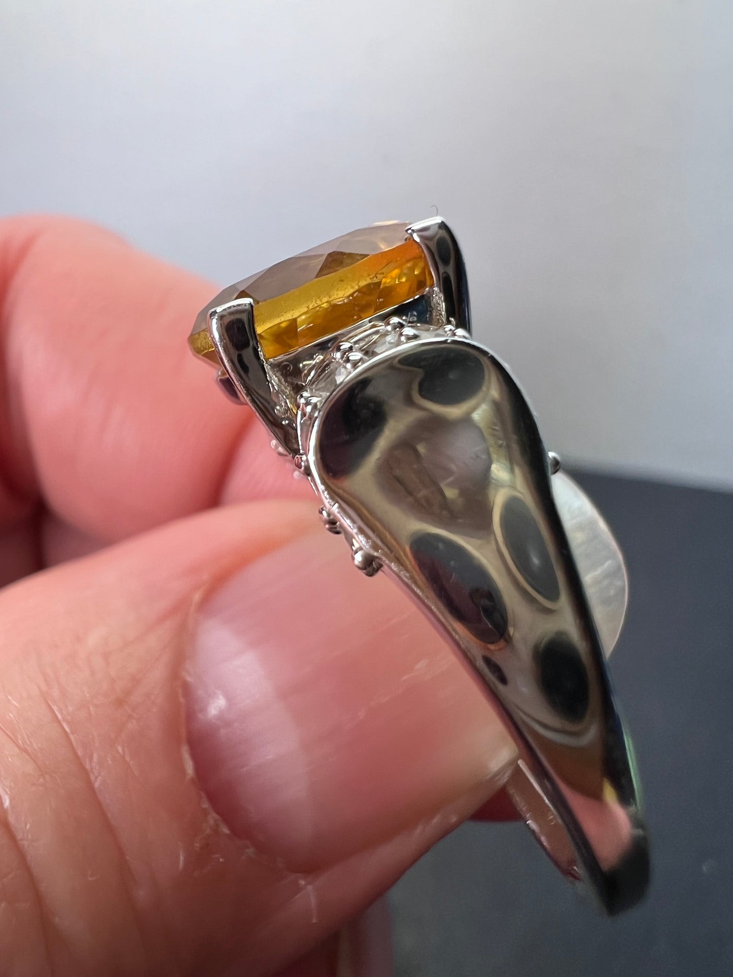 Yellow Citrine Sterling Silver Ring 3.08ctw size 9