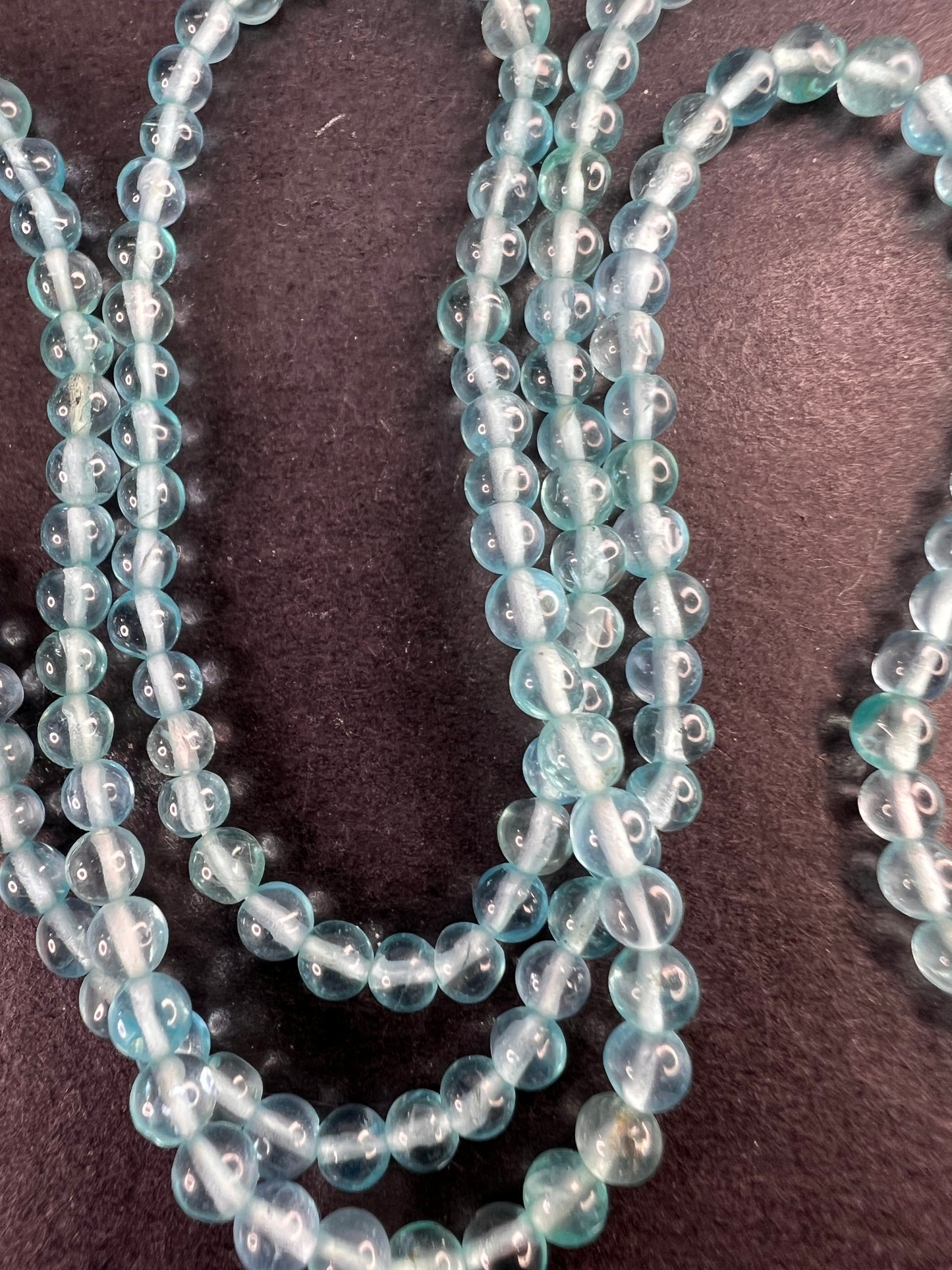 Blue apatite 2mm beaded necklace with sterling silver clasp