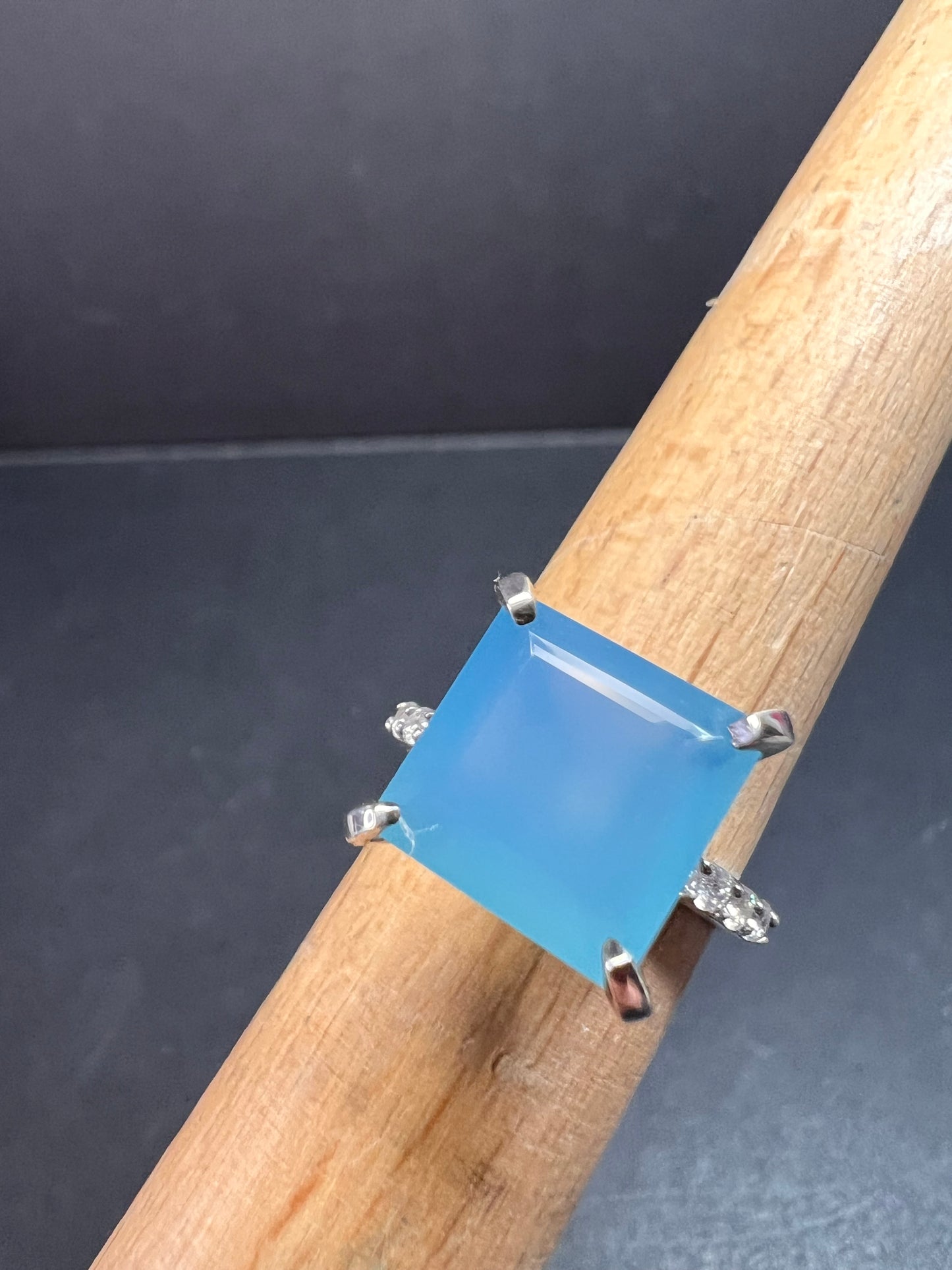 NEW with tag blue chalcedony sterling silver ring size 7