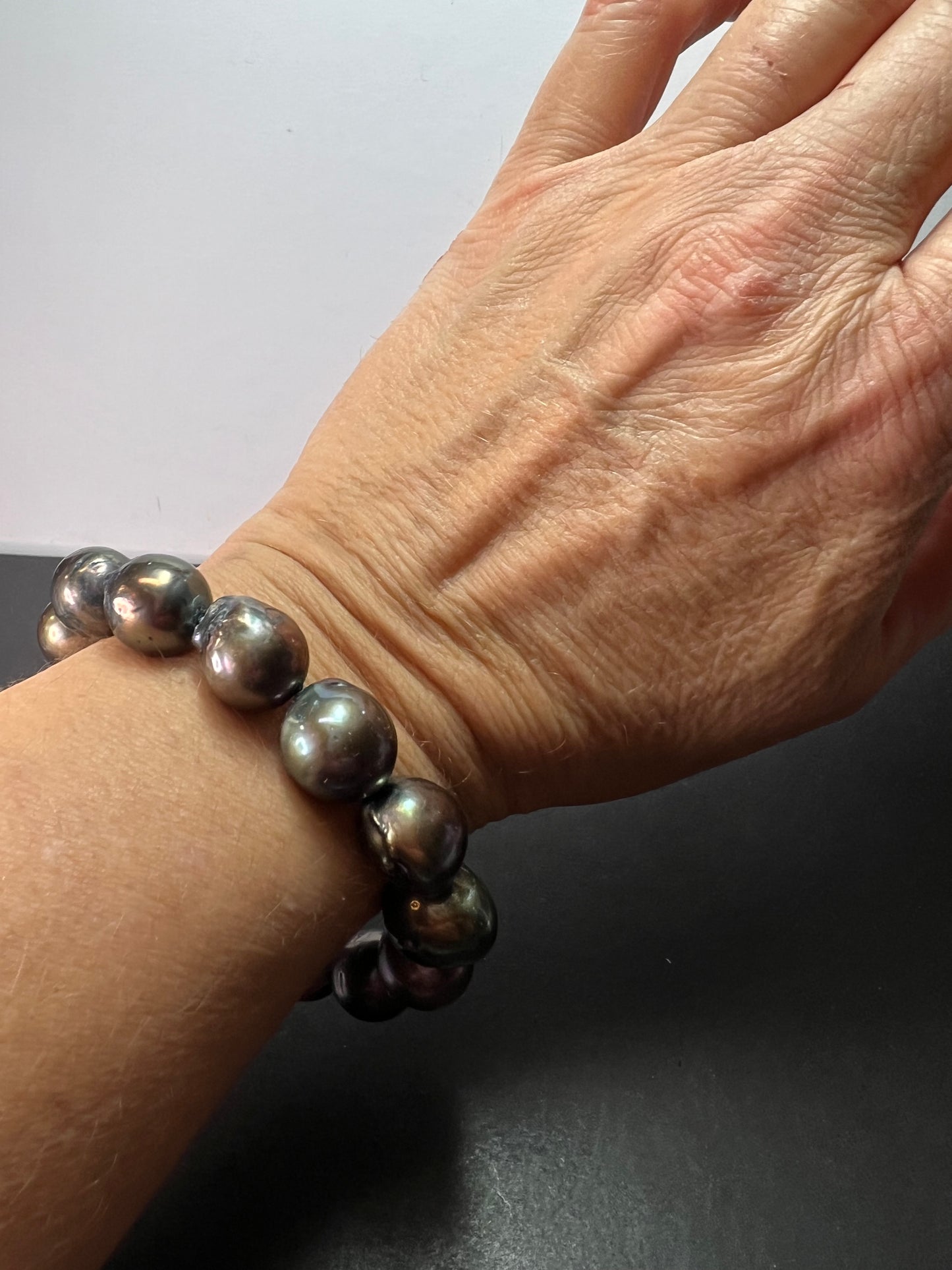 13-14mm Tahitian pearl bracelet with sterling silver clasp