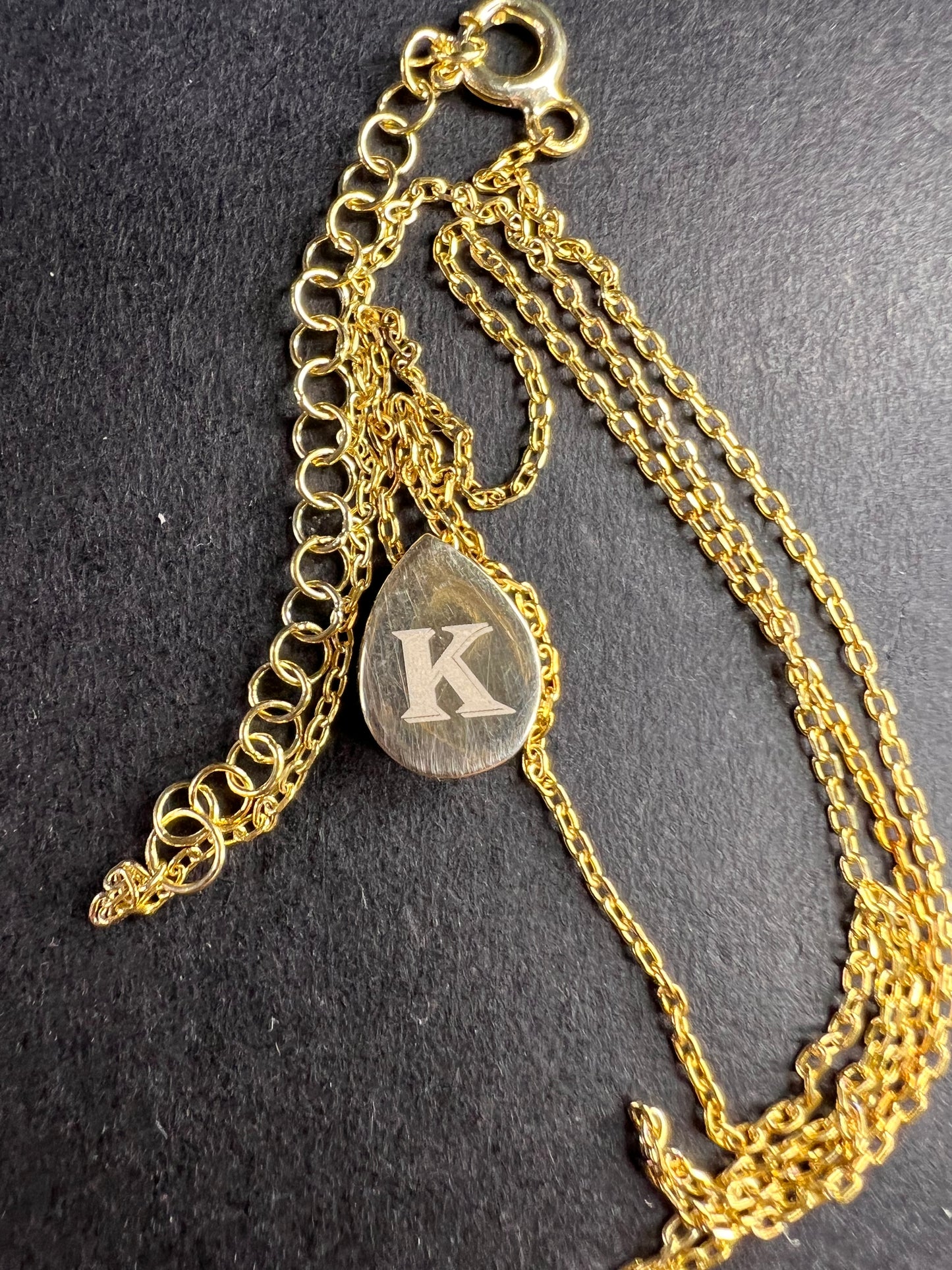 NEW sterling silver initial K pendant and chain 16 inch necklace