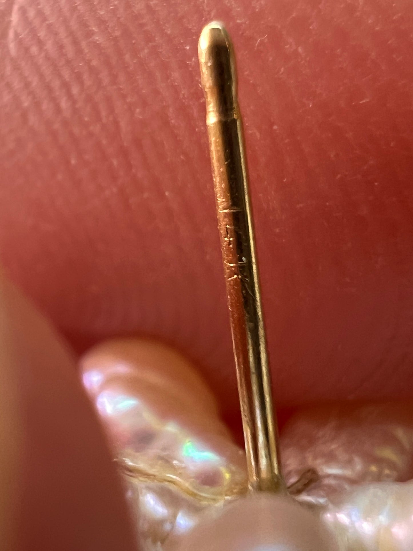 Vintage 14K Gold Freshwater Pearl Flower Stud Earrings No Backs