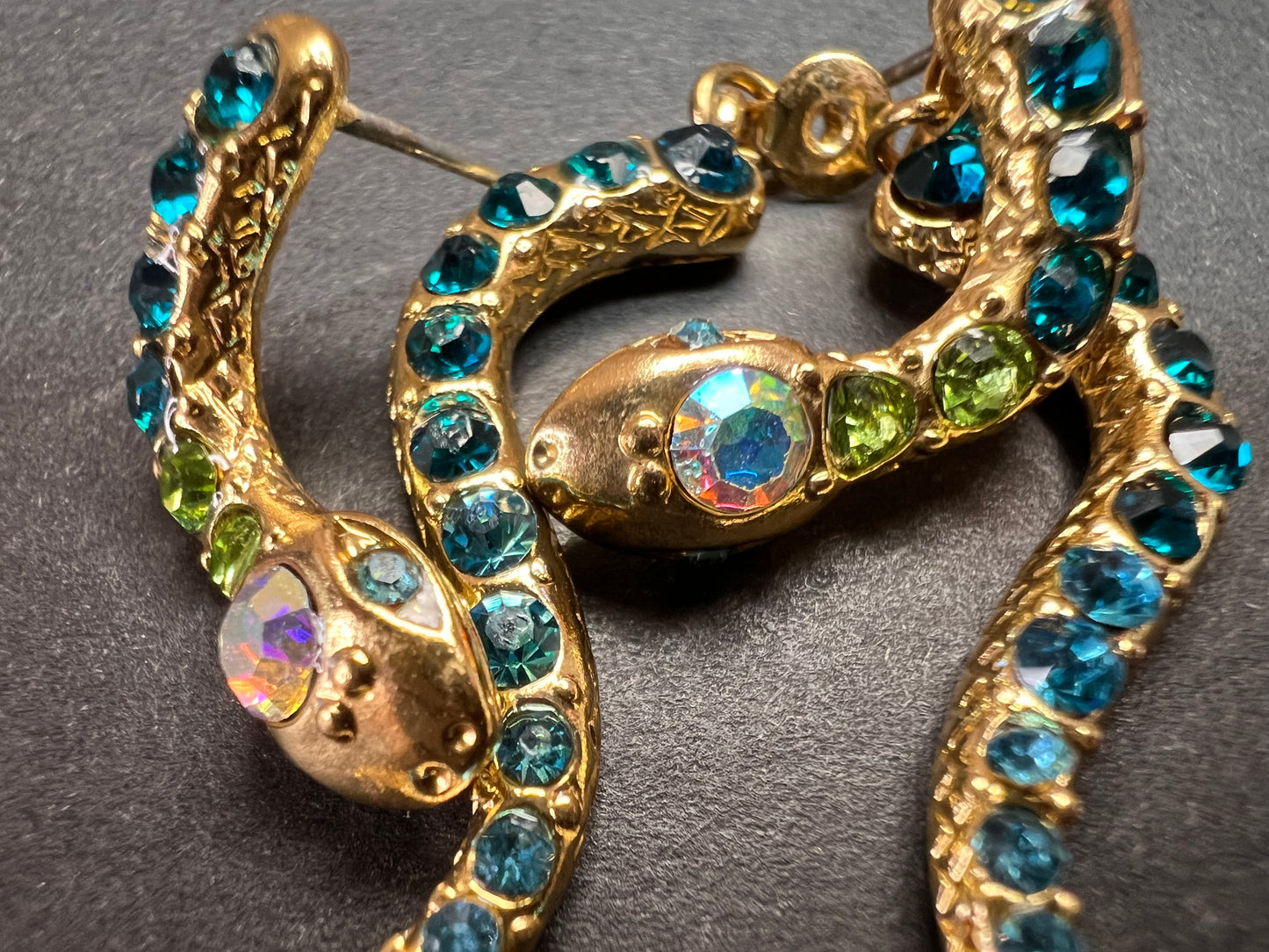 Betsey Johnson Gold-Tone Pavé Crystal Snake Front and Back Earrings