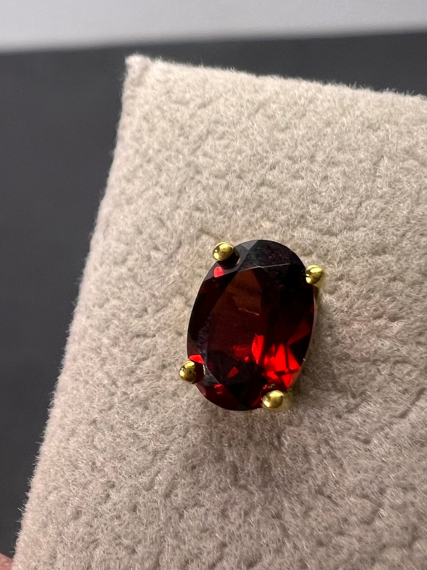 Mozambique garnet stud earrings in 14k yellow gold over sterling silver 2.0 ctw