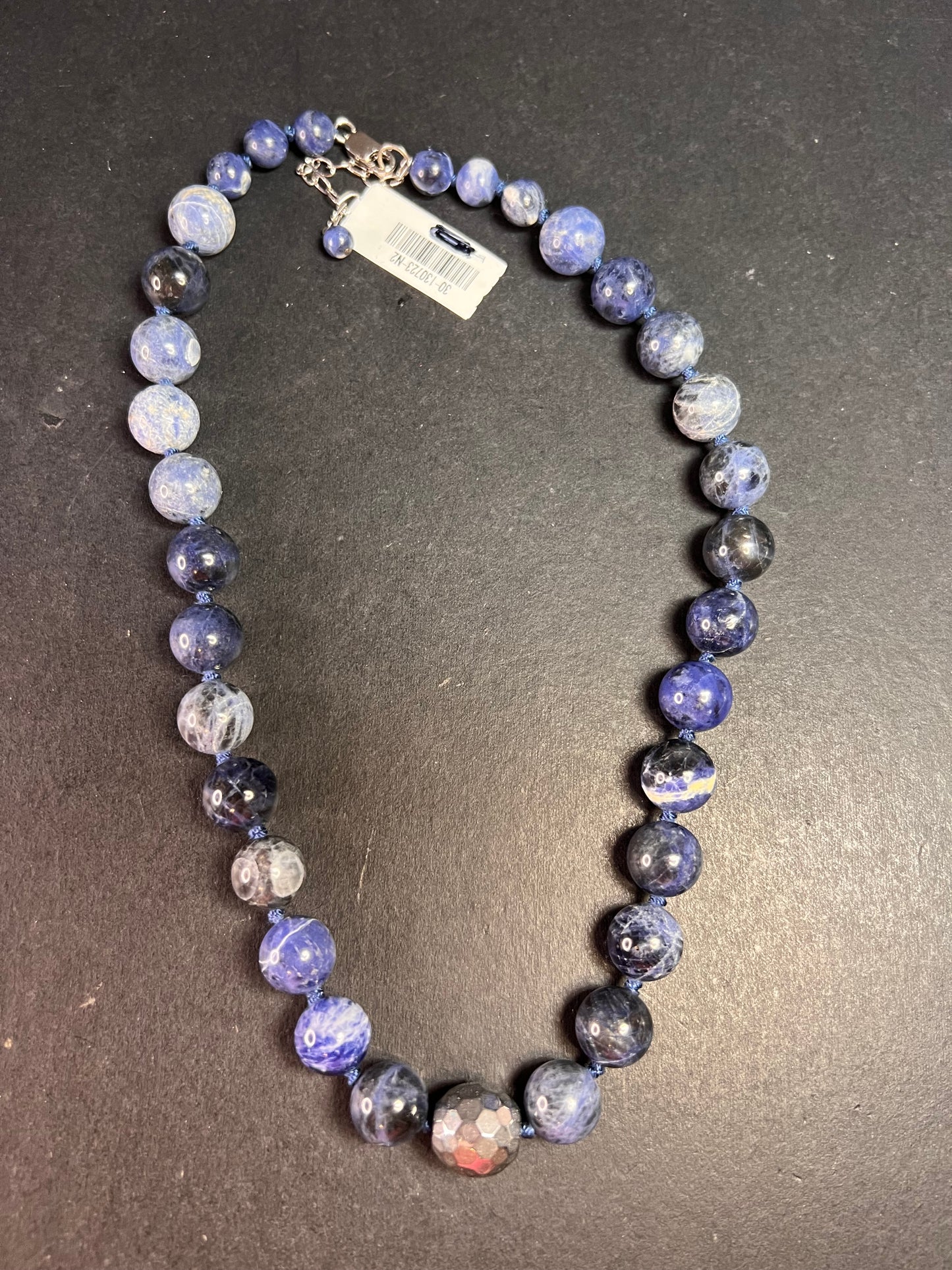 NEW sodalite and hematite necklace with sterling silver clasp