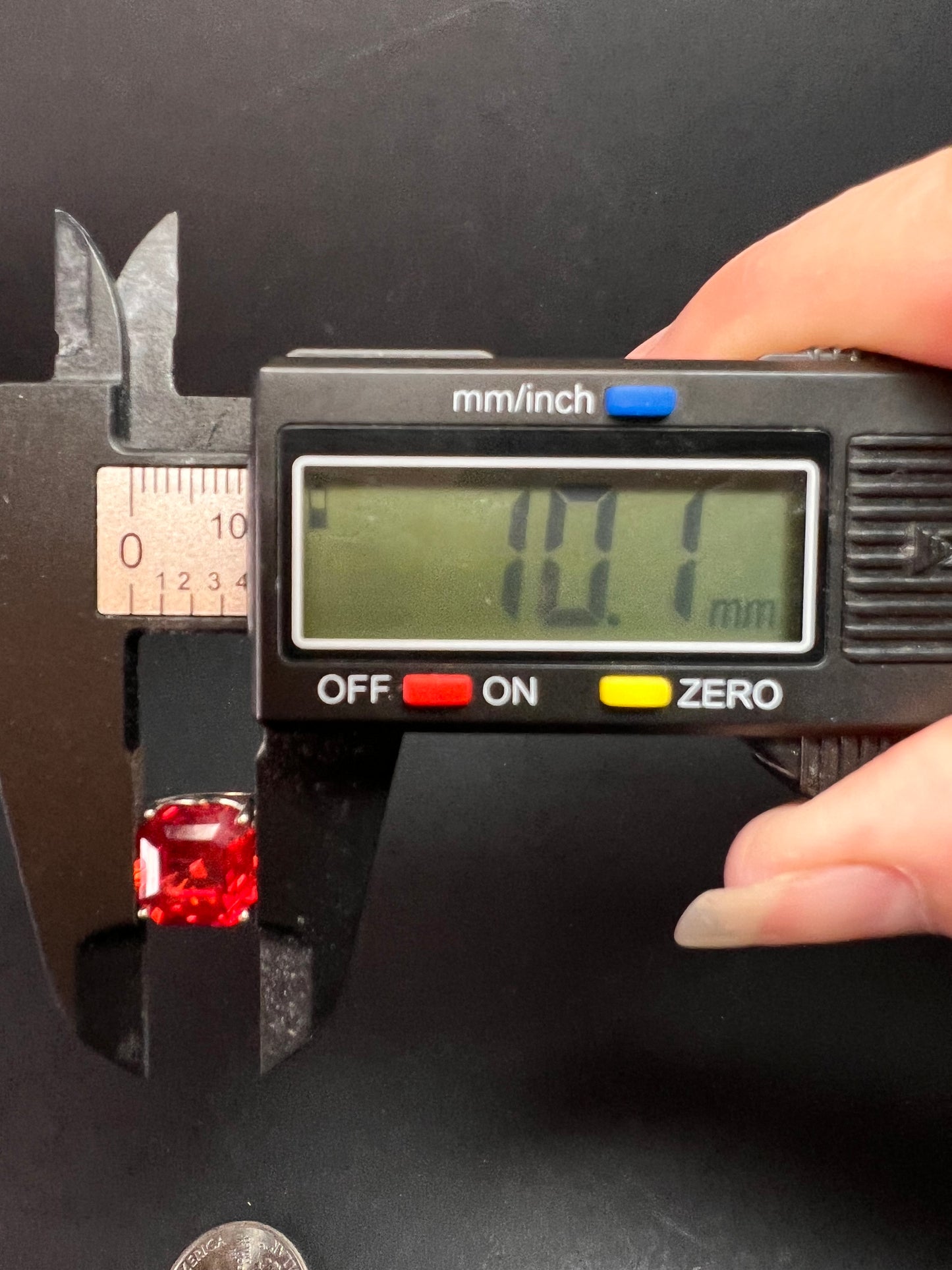 Lab created padparadscha sapphire rhodium over sterling silver solitaire ring size 9