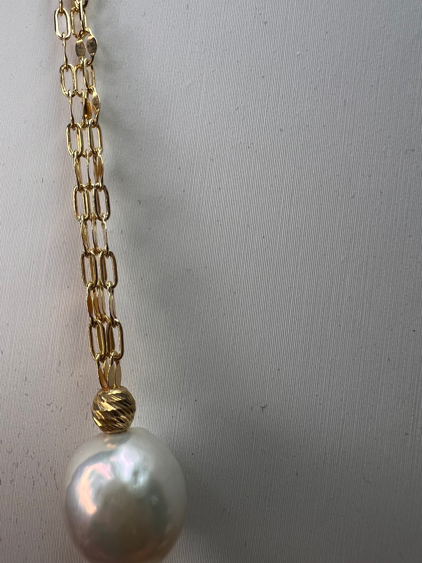 White Cultured Freshwater Pearl 18k Yellow Gold Over Sterling Silver Necklace *NEW*