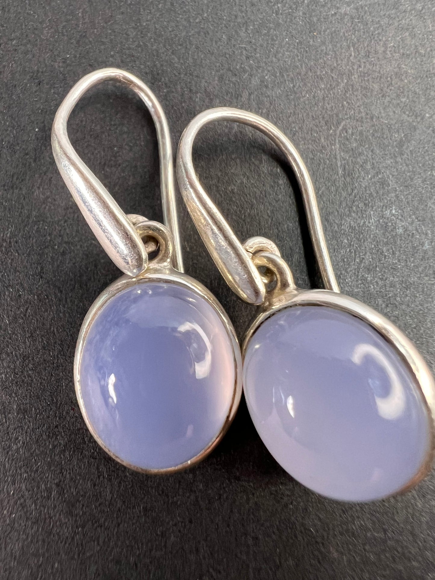 NEW blue chalcedony sterling silver circle drop earrings 5.08 grams