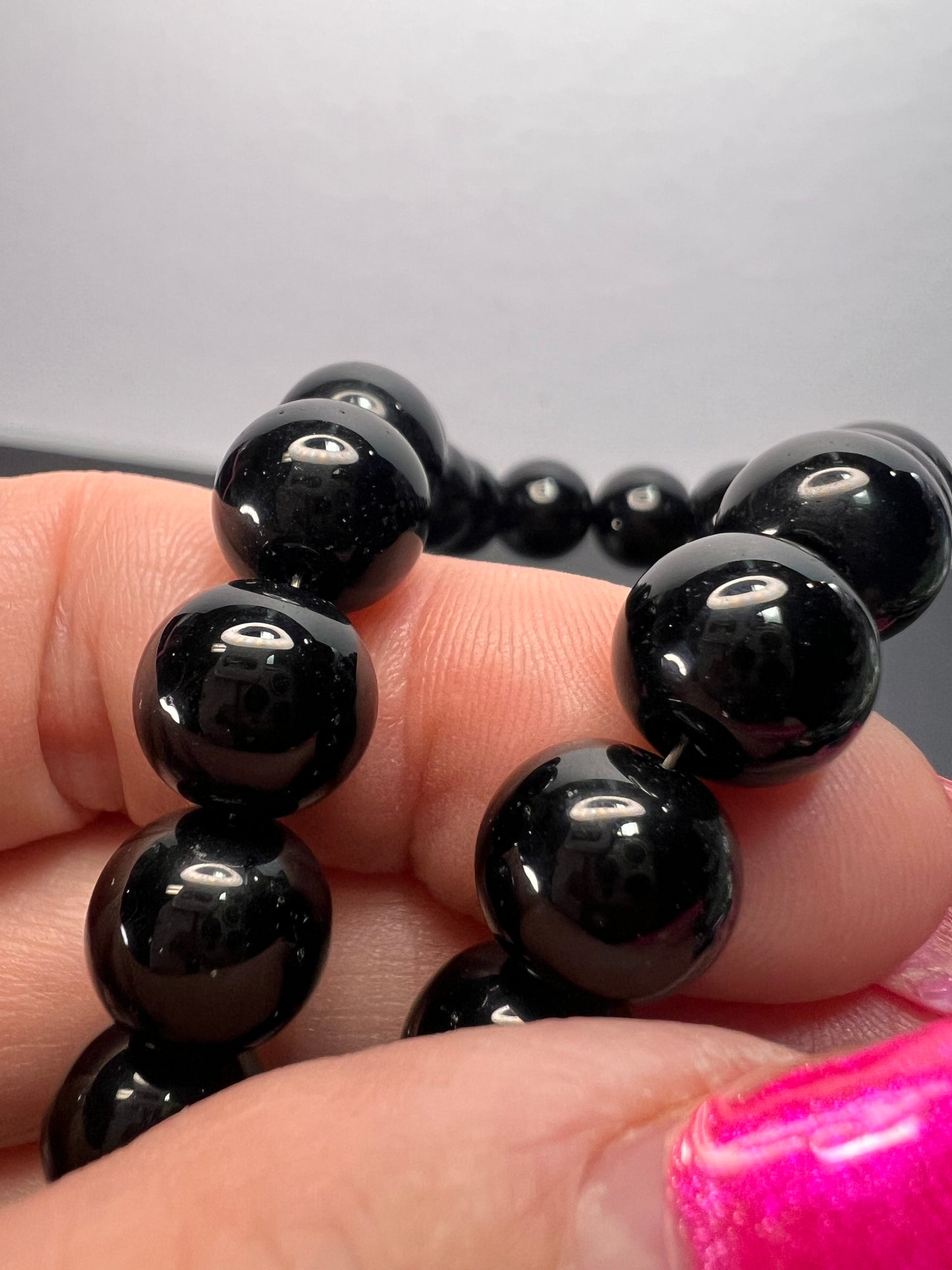 10mm Black Onyx necklace with sterling silver clasp *NEW*