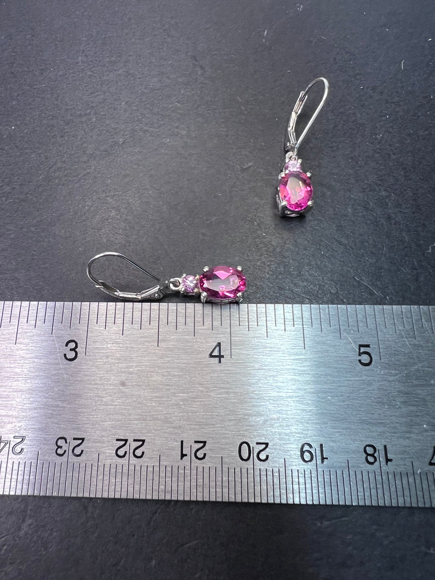 Pink spinel and pink sapphire earrings lever back dangle earrings