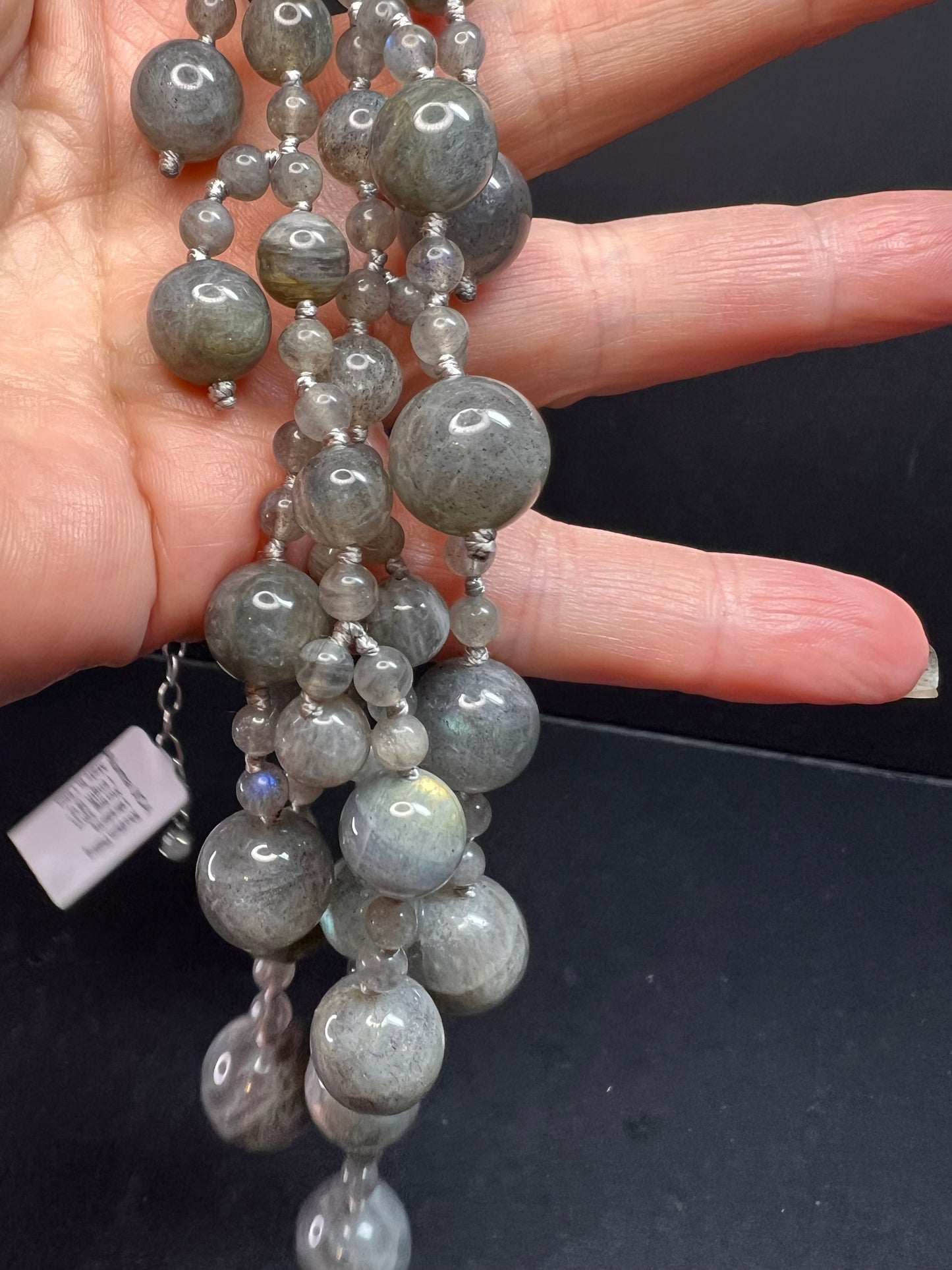 NEW labradorite bib statement necklace with sterling silver clasp