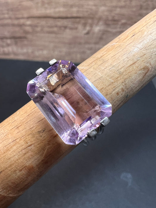 Vintage Rose de France amethyst sterling silver ring size 7