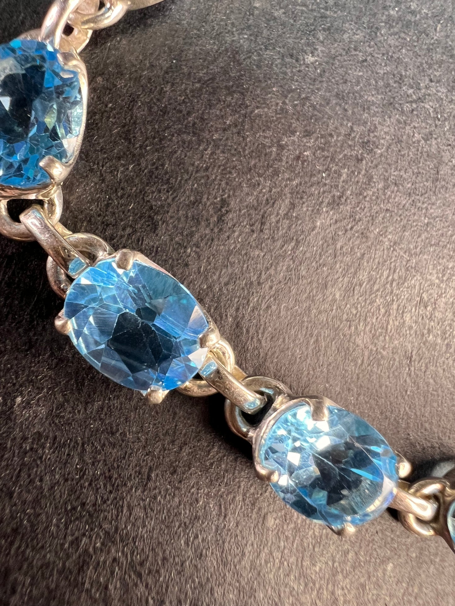 Vintage dead stock Swiss blue topaz sterling silver 8 inch bracelet