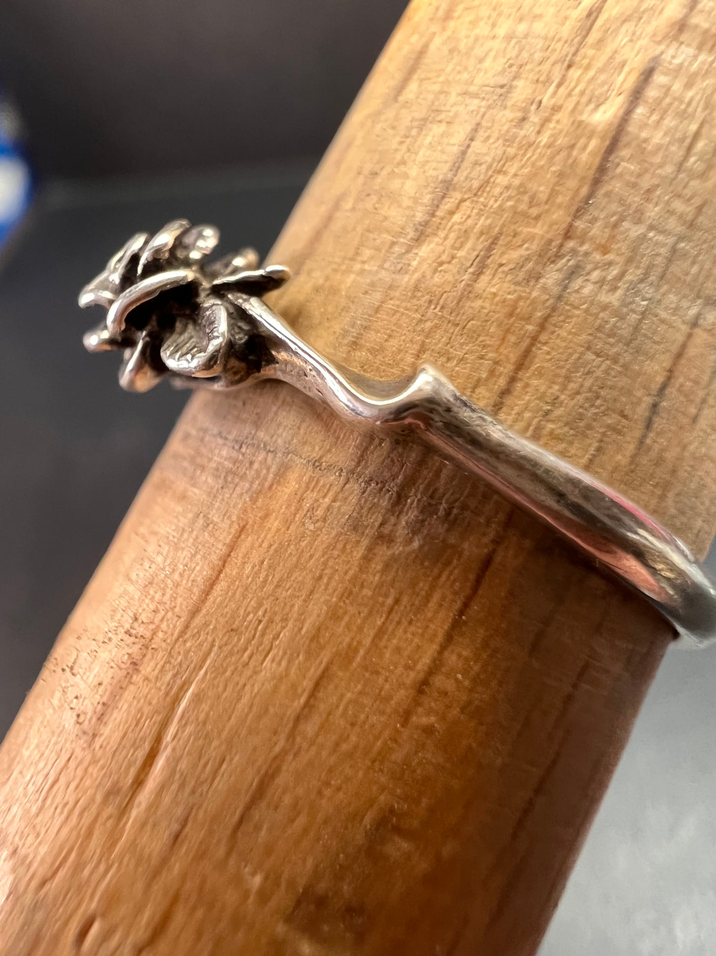 Vintage sterling silver rose ring size 7