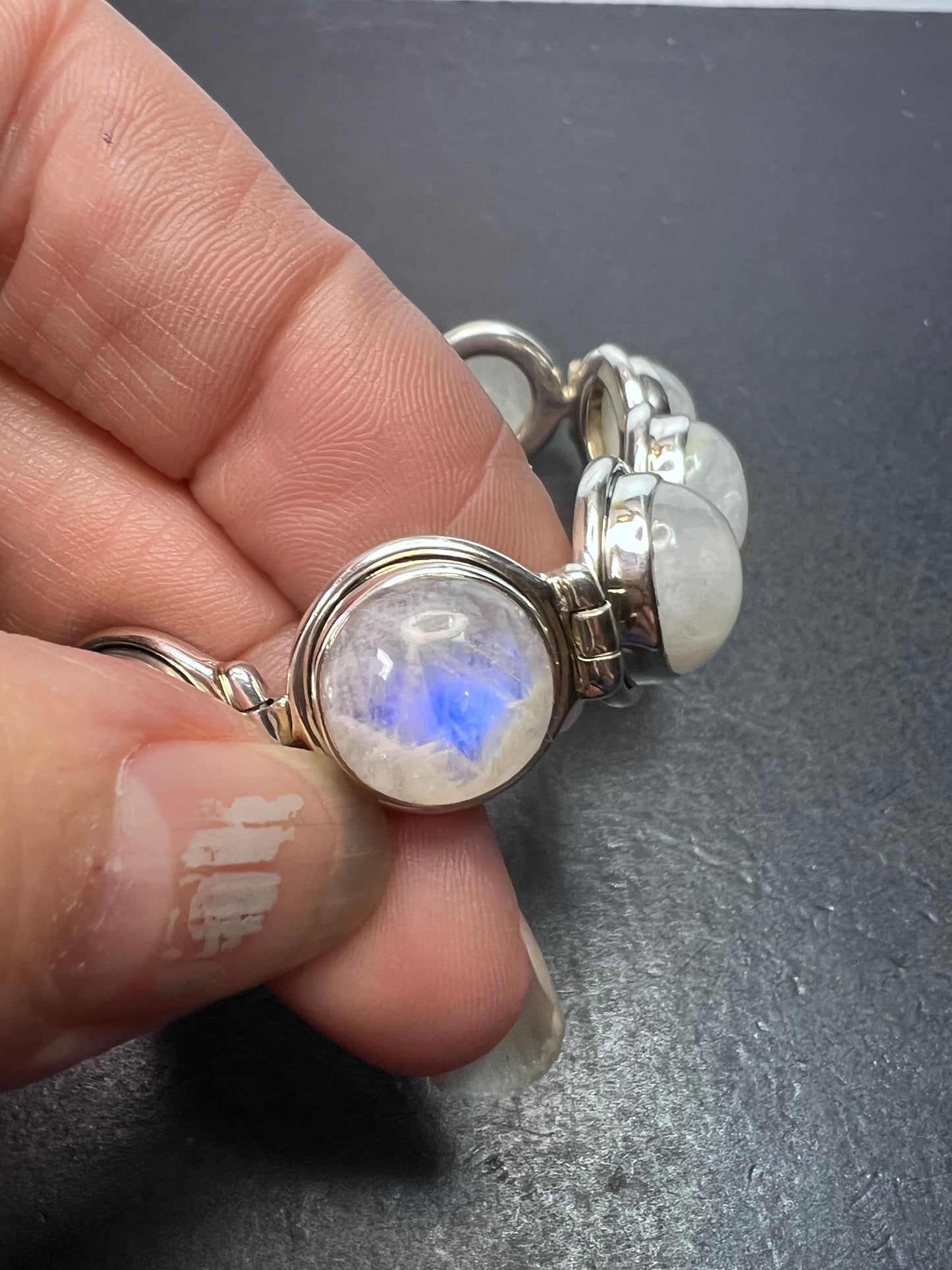 Moonstone and sterling silver bracelet with extender