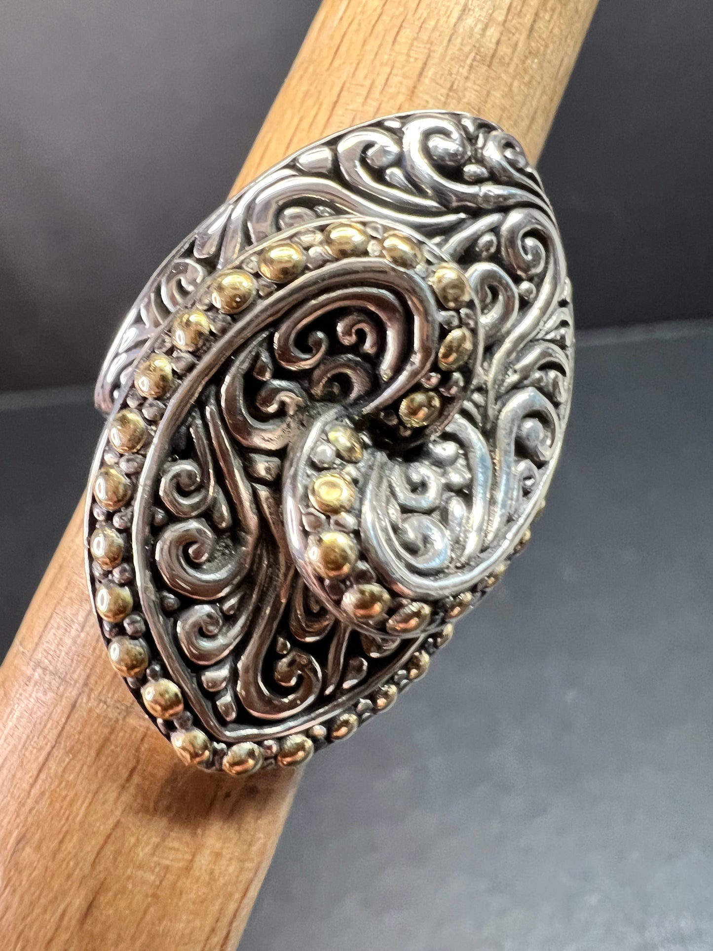 Samuel B Bali Sterling Silver Ring w 18K Gold Accents Size 6