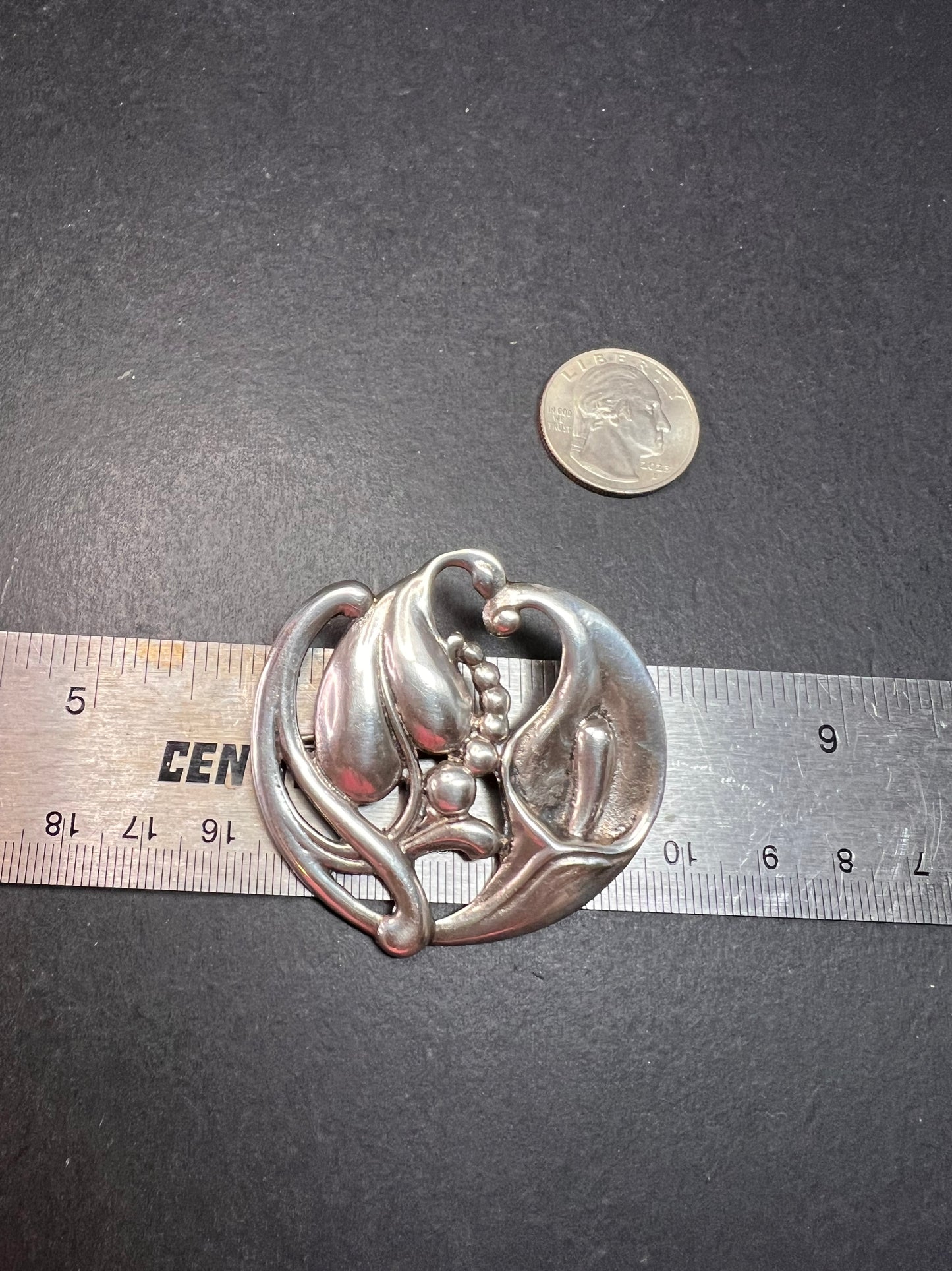 Vintage 1940s VIKING CRAFT Sterling Silver CALLA LILLY BROOCH