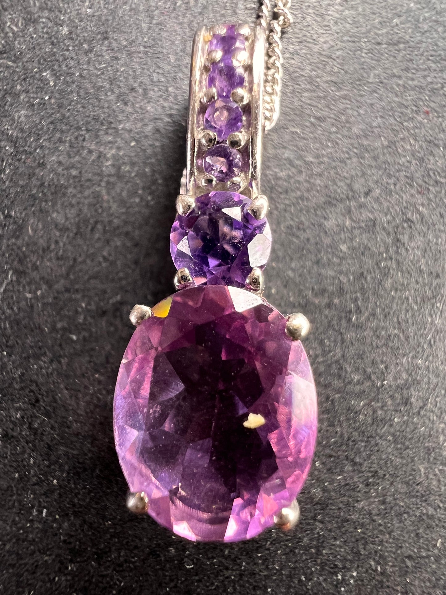 Purple fluorite multi stone sterling silver pendant with 20 inch chain