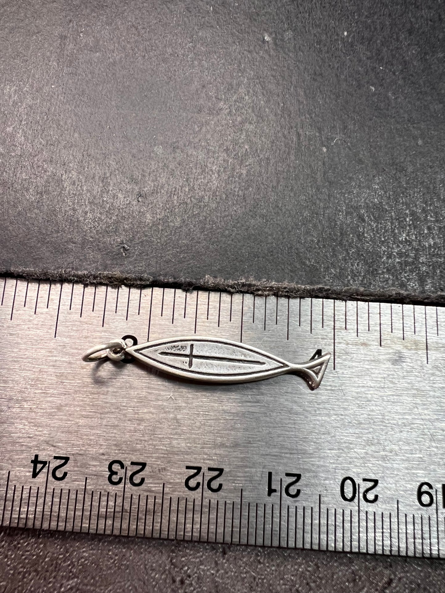 Vintage Dead Stock Sterling Silver Ichthys Cross Pendant, Signed Ster