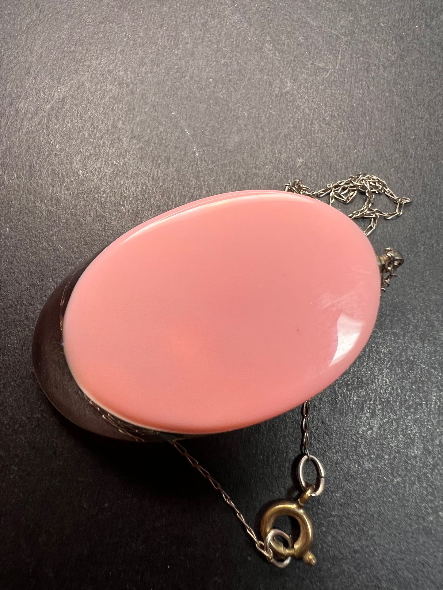 Vintage reversed rose carving lucite pendant