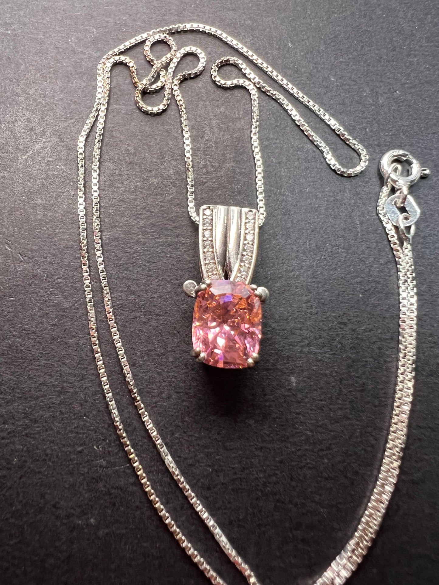 Bella Luce® 5.17ctw Pink and white CZ Rhodium Over Silver Pendant