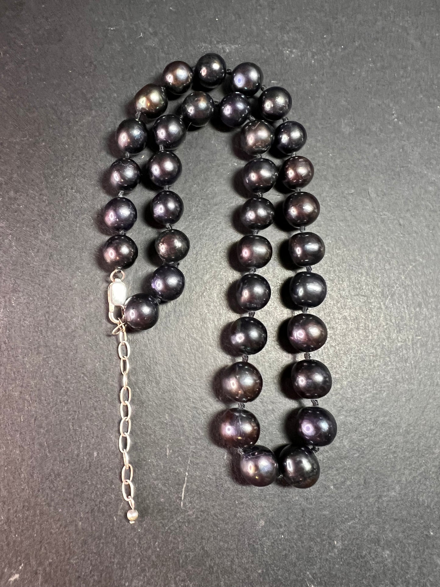 New Black Cultured Freshwater Pearl Necklace 11mm, 18–20”, 925 Silver