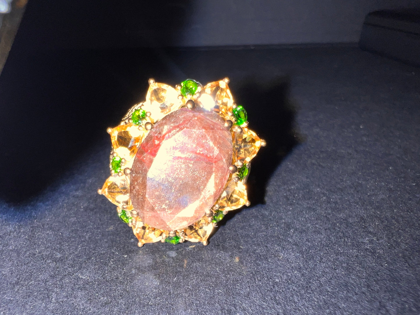 NEW chocolate sapphire multi gem cocktail ring in vermeil size 7