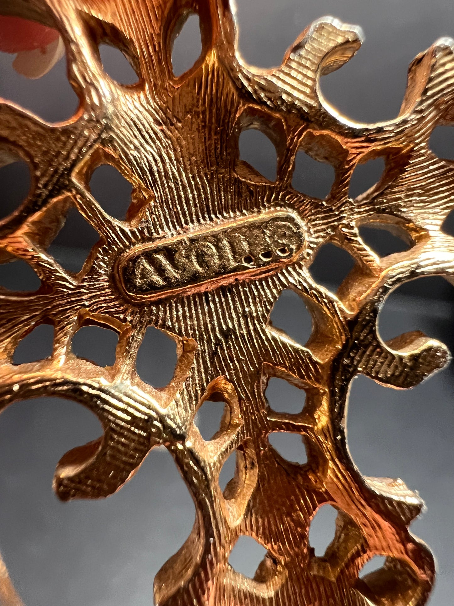 Vintage Avon Red Cabochon Filigree Cross Necklace 24”