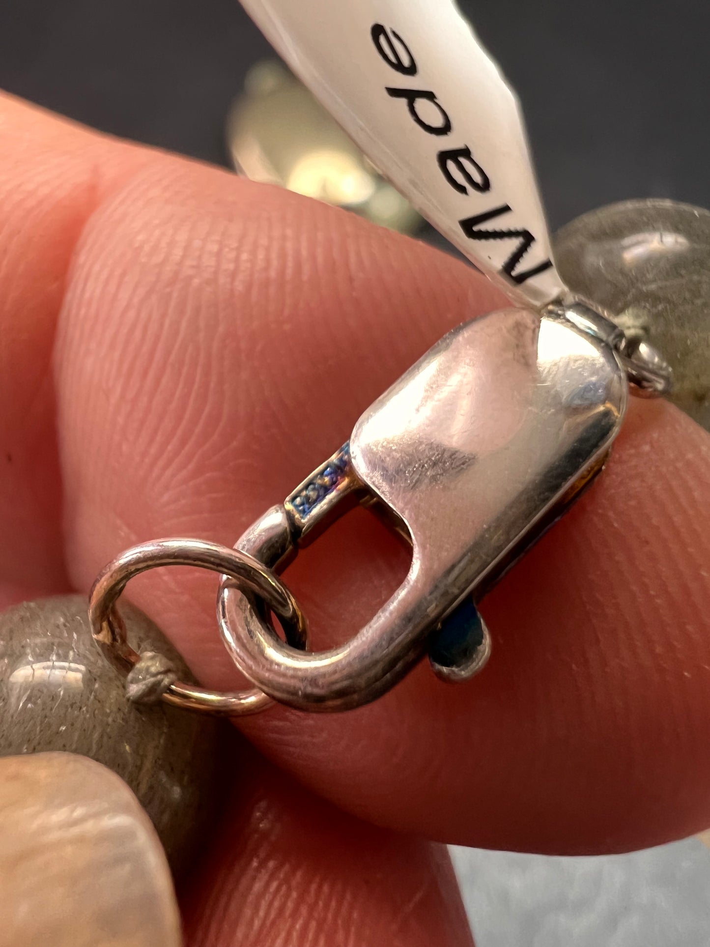 NEW pyrite and labradorite 32 inch necklace with sterling silver clasp