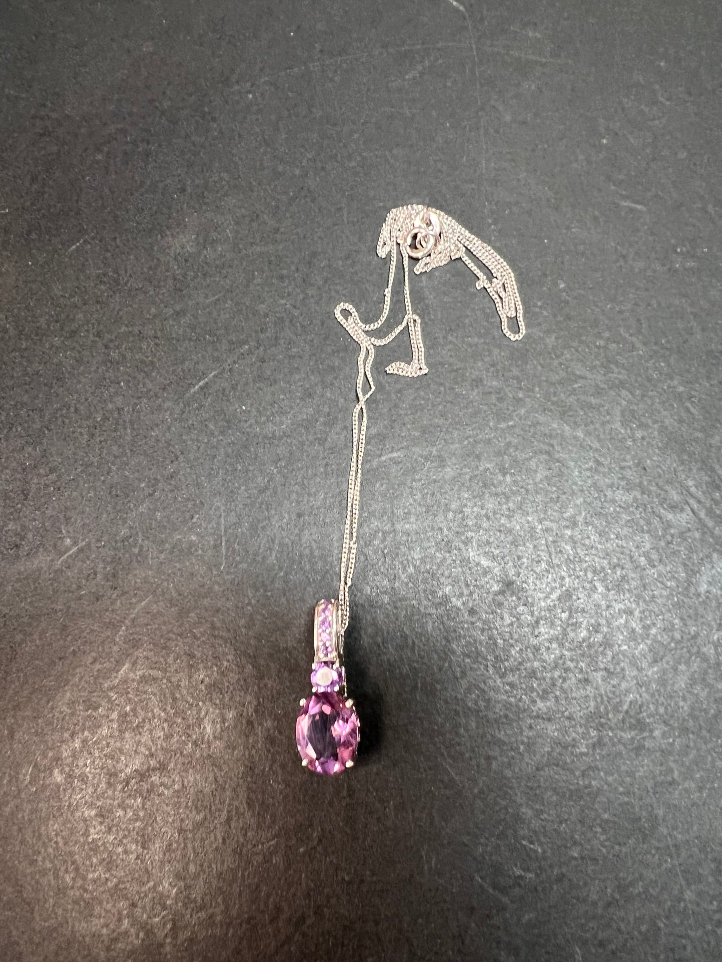 Purple fluorite multi stone sterling silver pendant with 20 inch chain