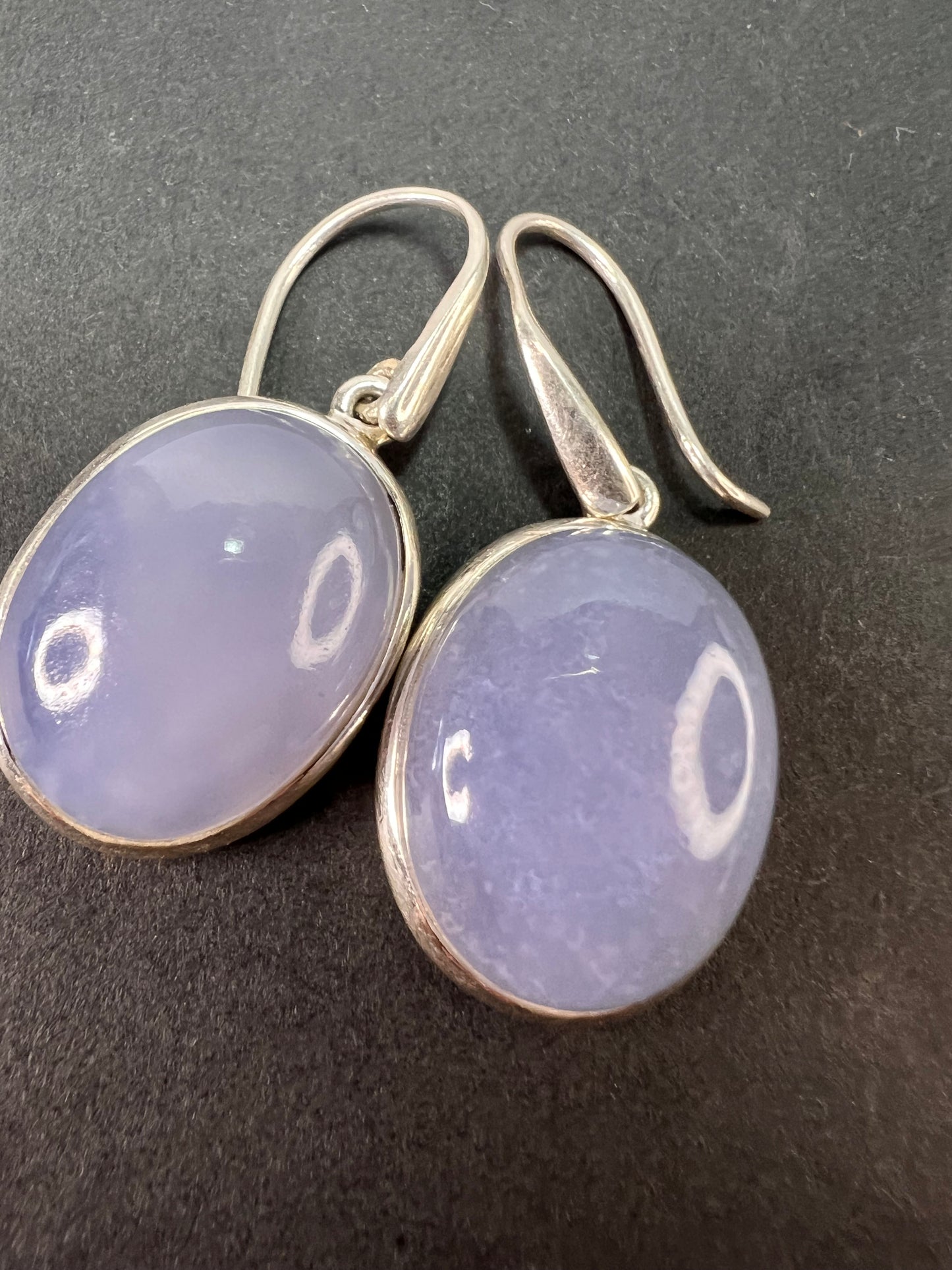 NEW blue chalcedony sterling silver dangle earrings 10.88 grams