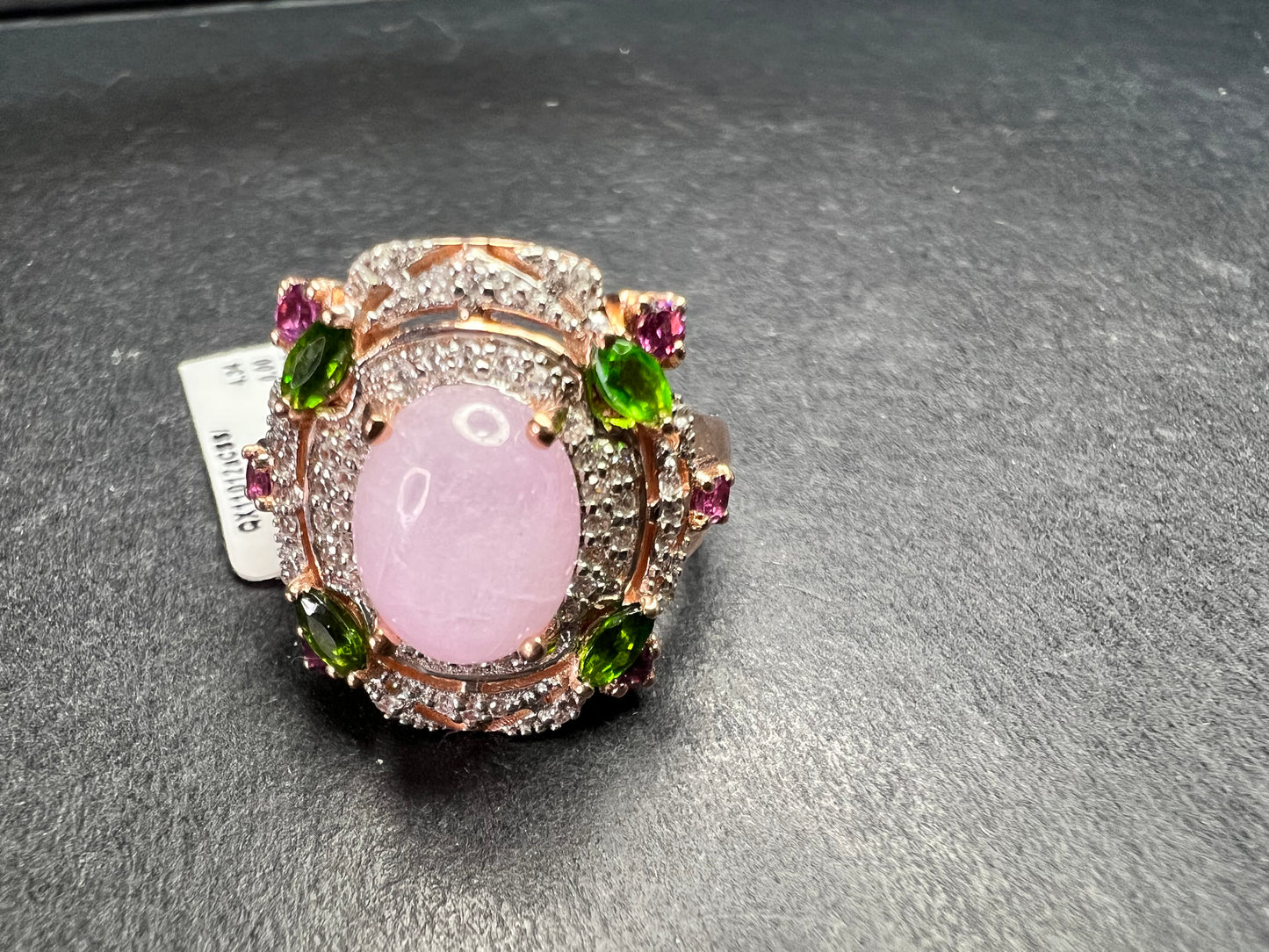 NEW Kunzite Chrome Diopside Garnet Zircon 925 Rose Gold Ring Sz 7