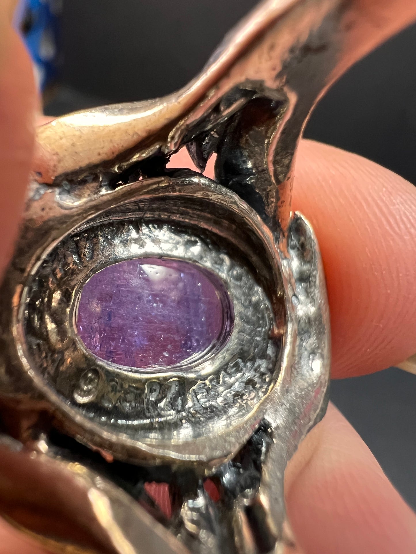 Tanzanite sterling silver artisan ring size 9