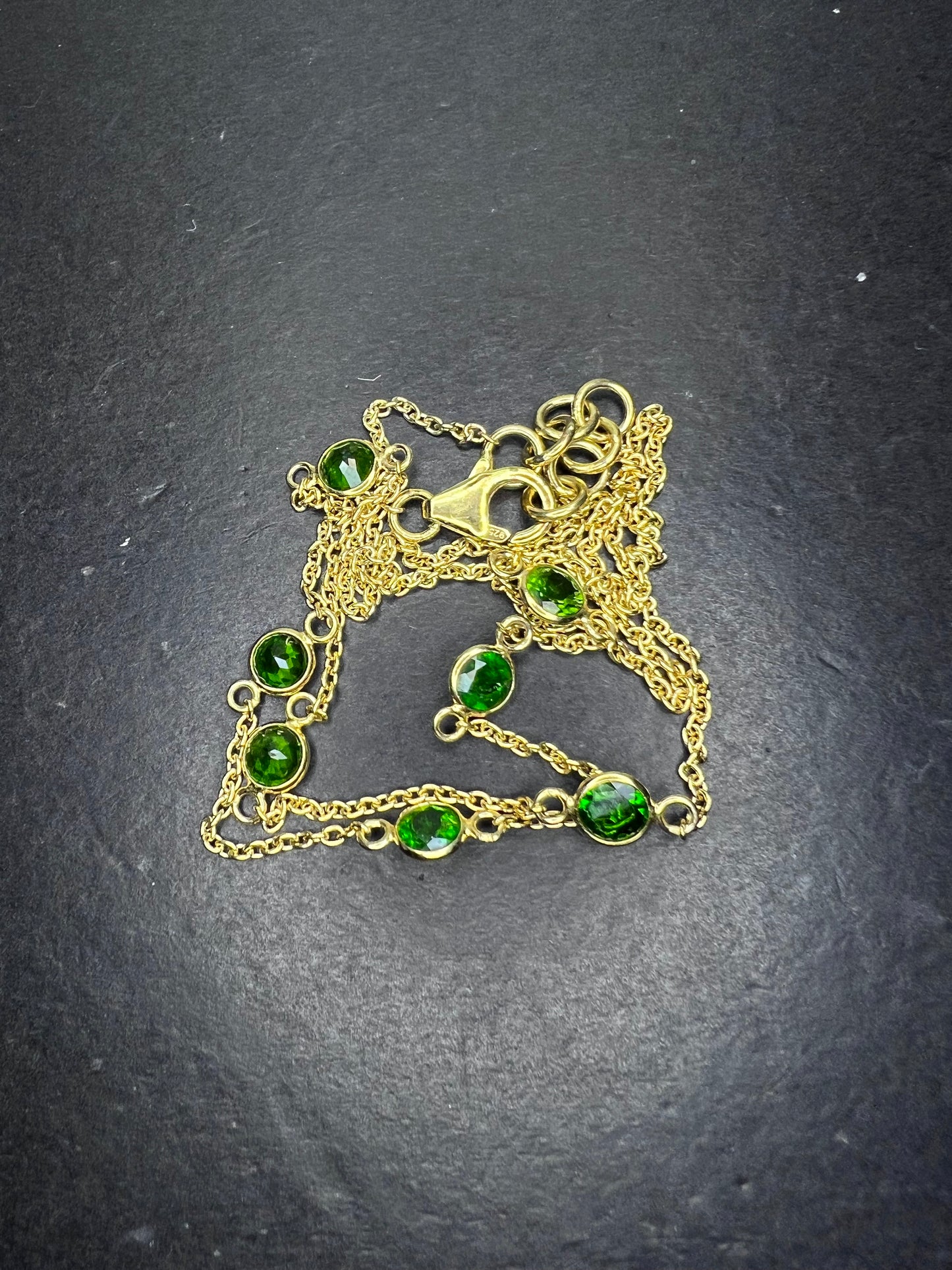 Chrome diopside gold over sterling silver 18 inch necklace