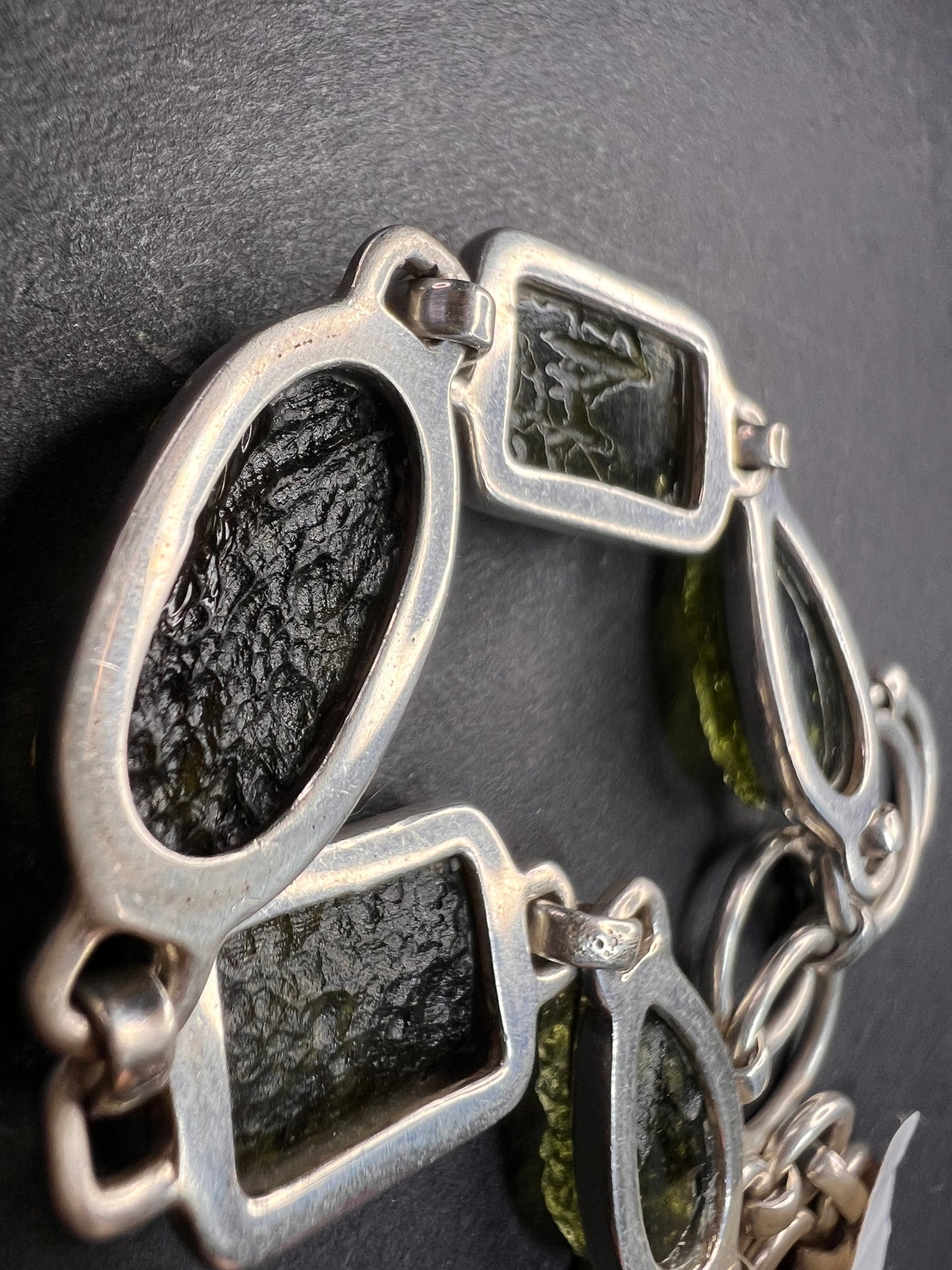 SOLD NEW Moldavite old stock sterling silver toggle bracelet