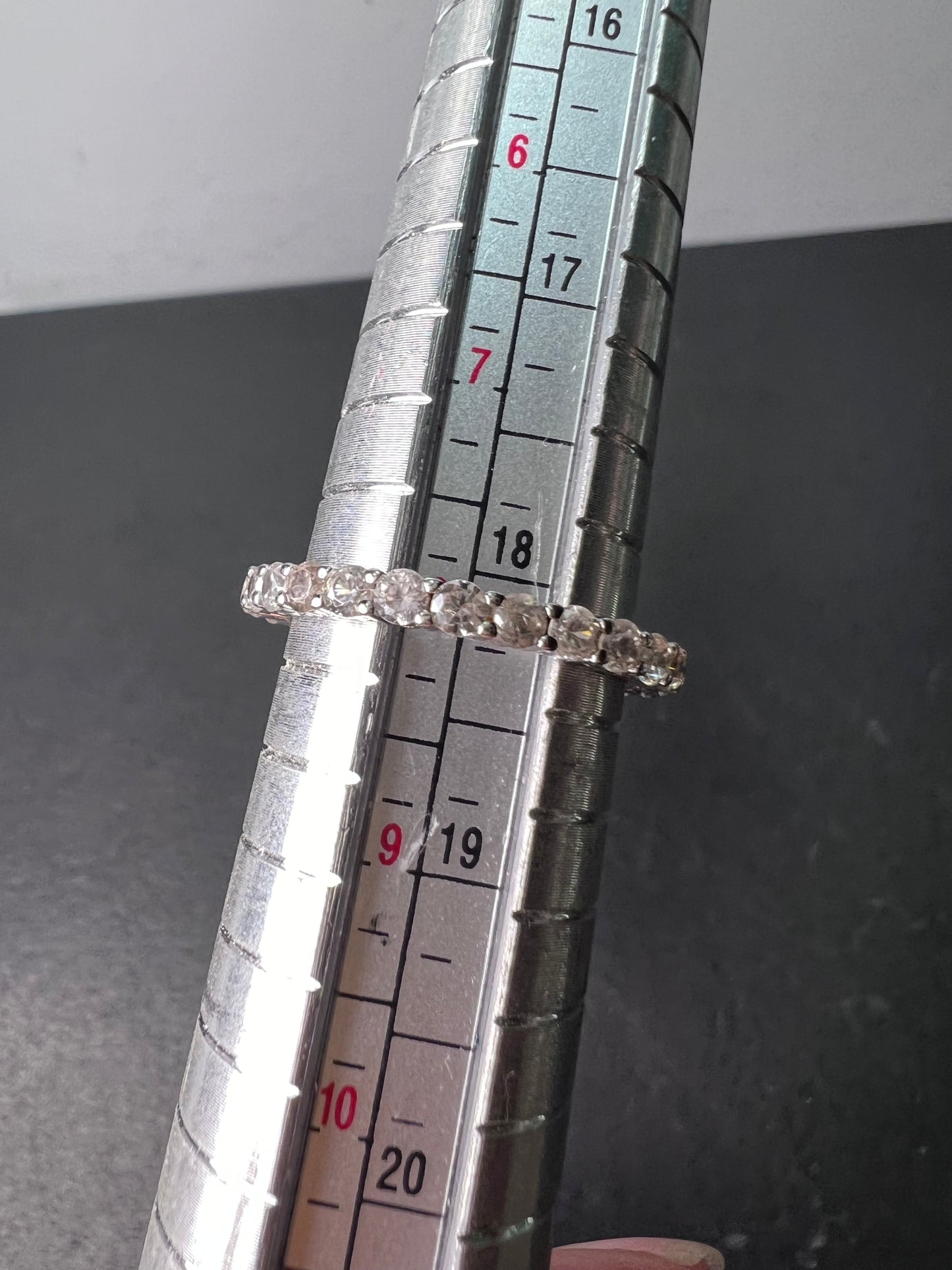 White topaz sterling silver stackable eternity band size 8