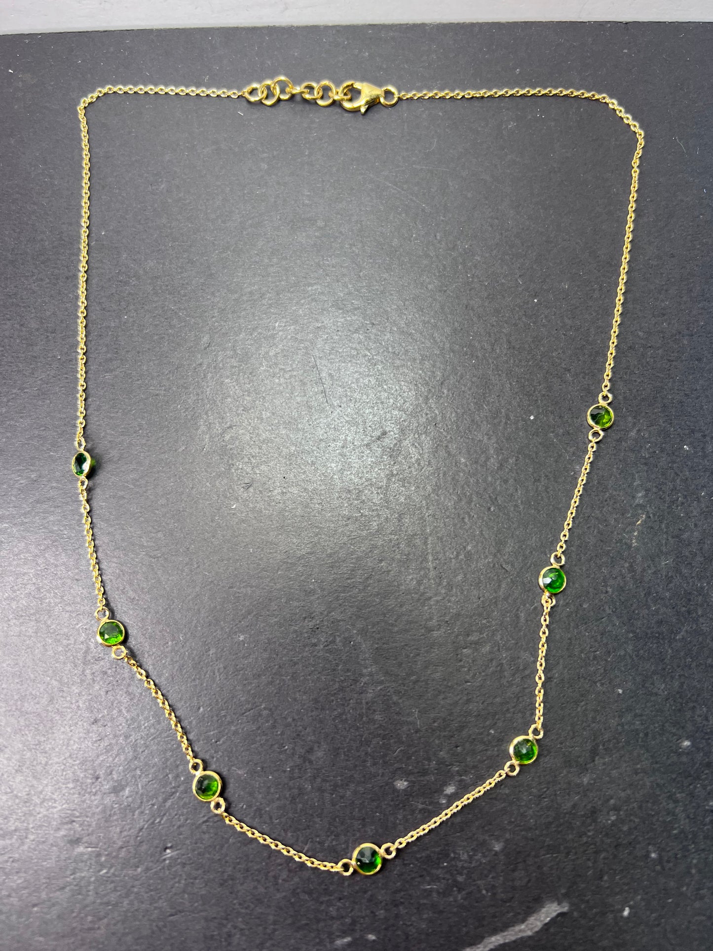 Chrome diopside gold over sterling silver 18 inch necklace