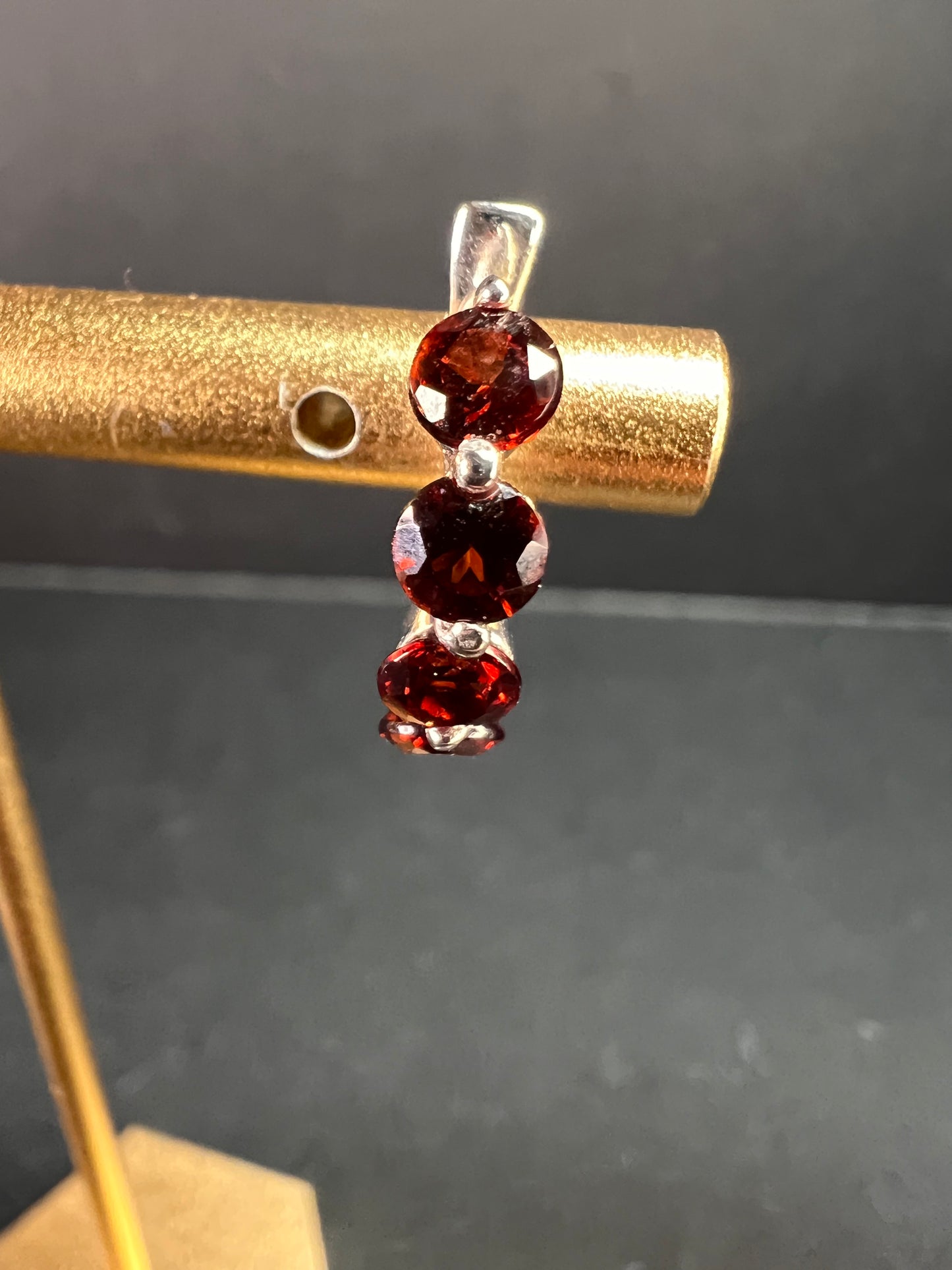 Sterling Silver Garnet Inside-Out Hoop Earrings 925 Thailand Pre Owned