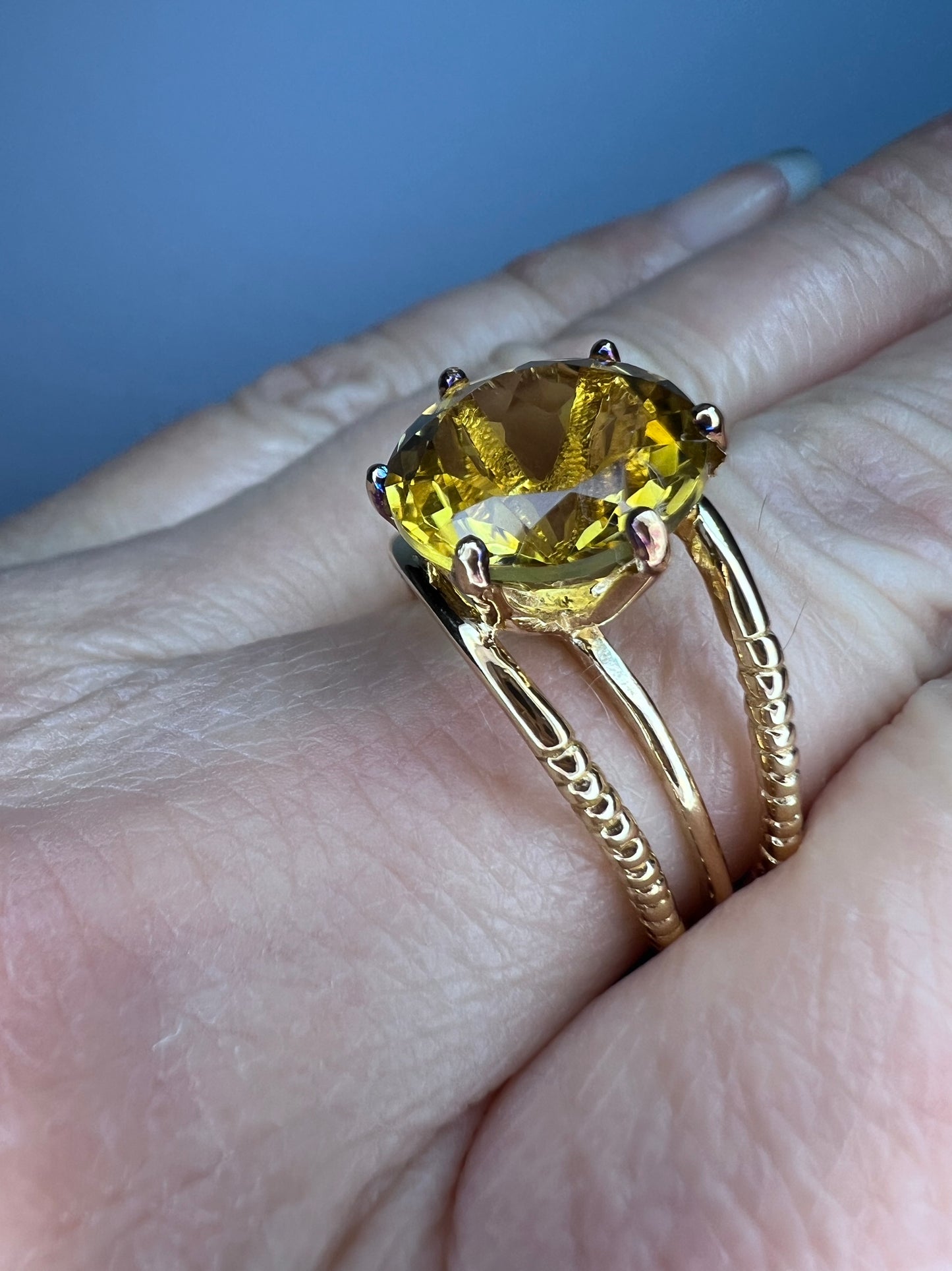 Golden spinel vermeil ring size 9