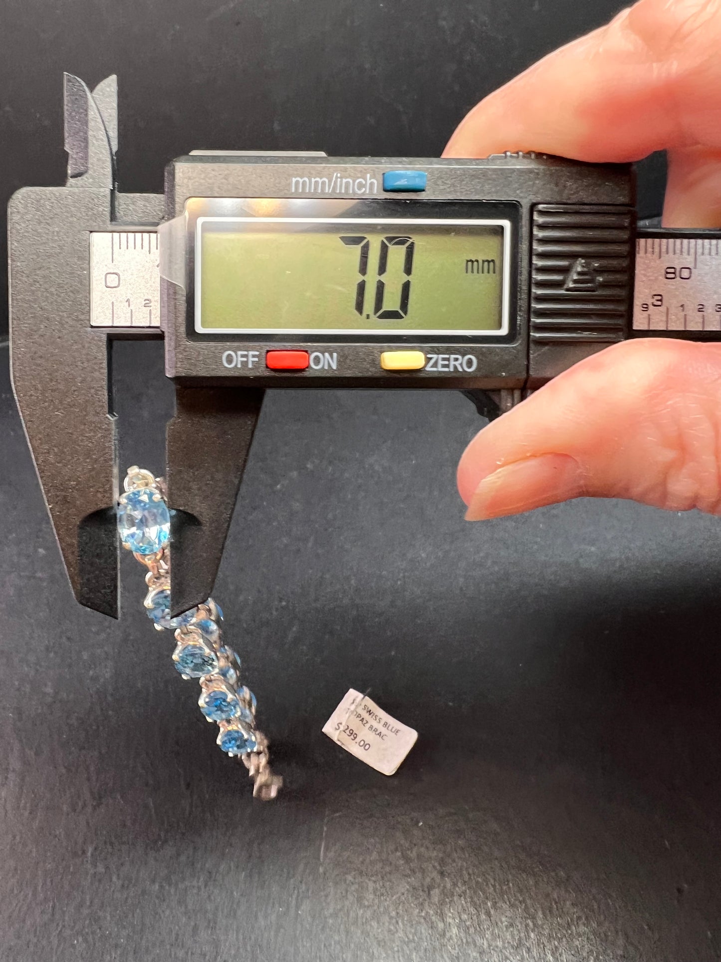 Vintage dead stock Swiss blue topaz sterling silver 8 inch bracelet