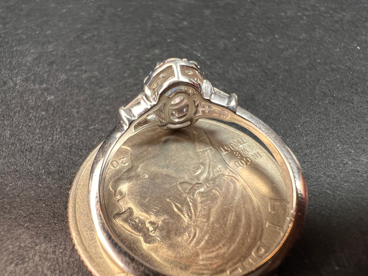 NEW gemmy moonstone and Moissanite sterling silver halo ring size 8