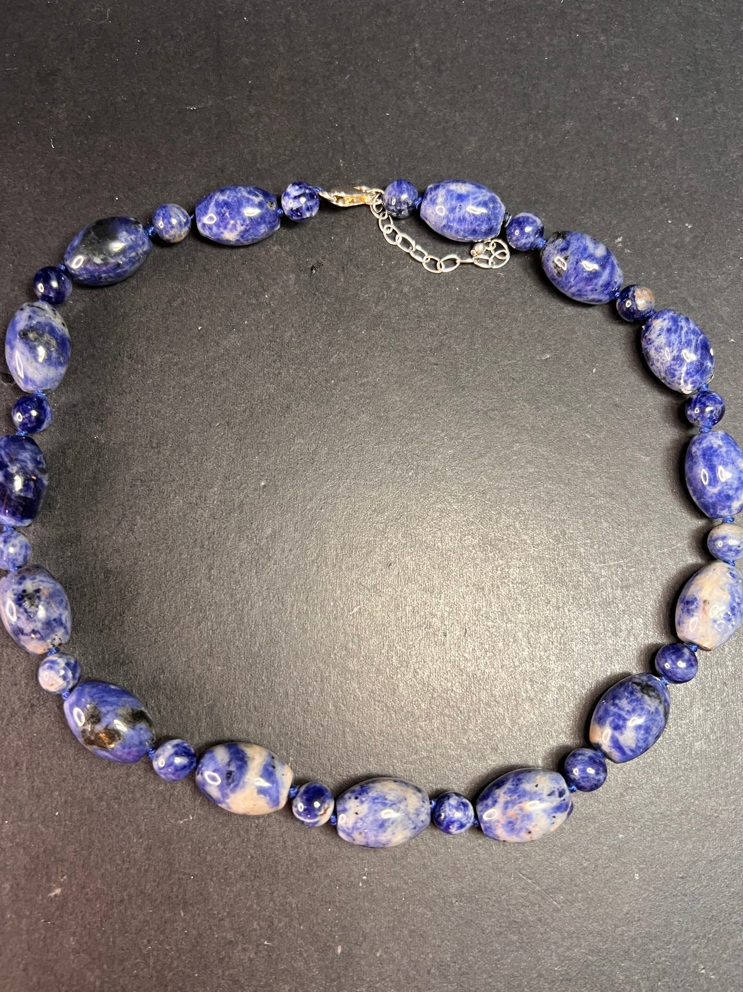 NEW sodalite necklace and bracelet with sterling silver clasp