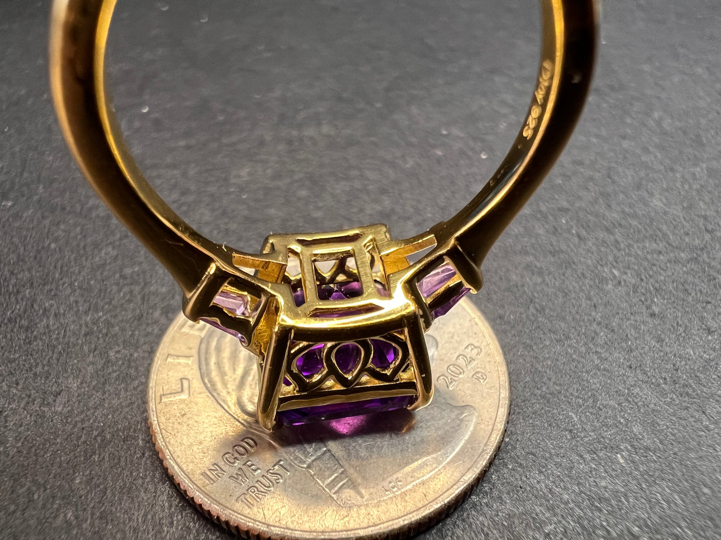 NEW African amethyst ring in vermeil yellow gold size 9
