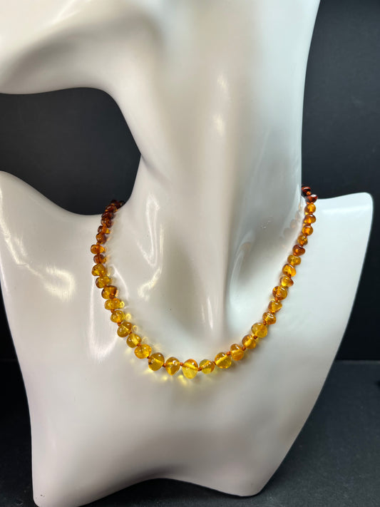 Baltic Amber Child Teething Necklace Honey Cognac 13”