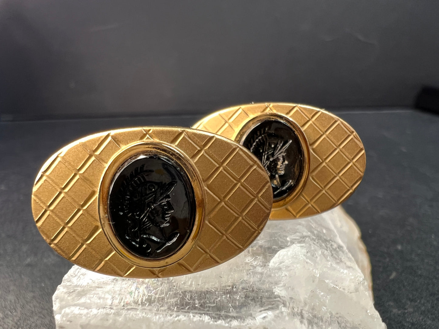 Vintage MCM Swank Gold Tone Centurion Cameo Cufflinks