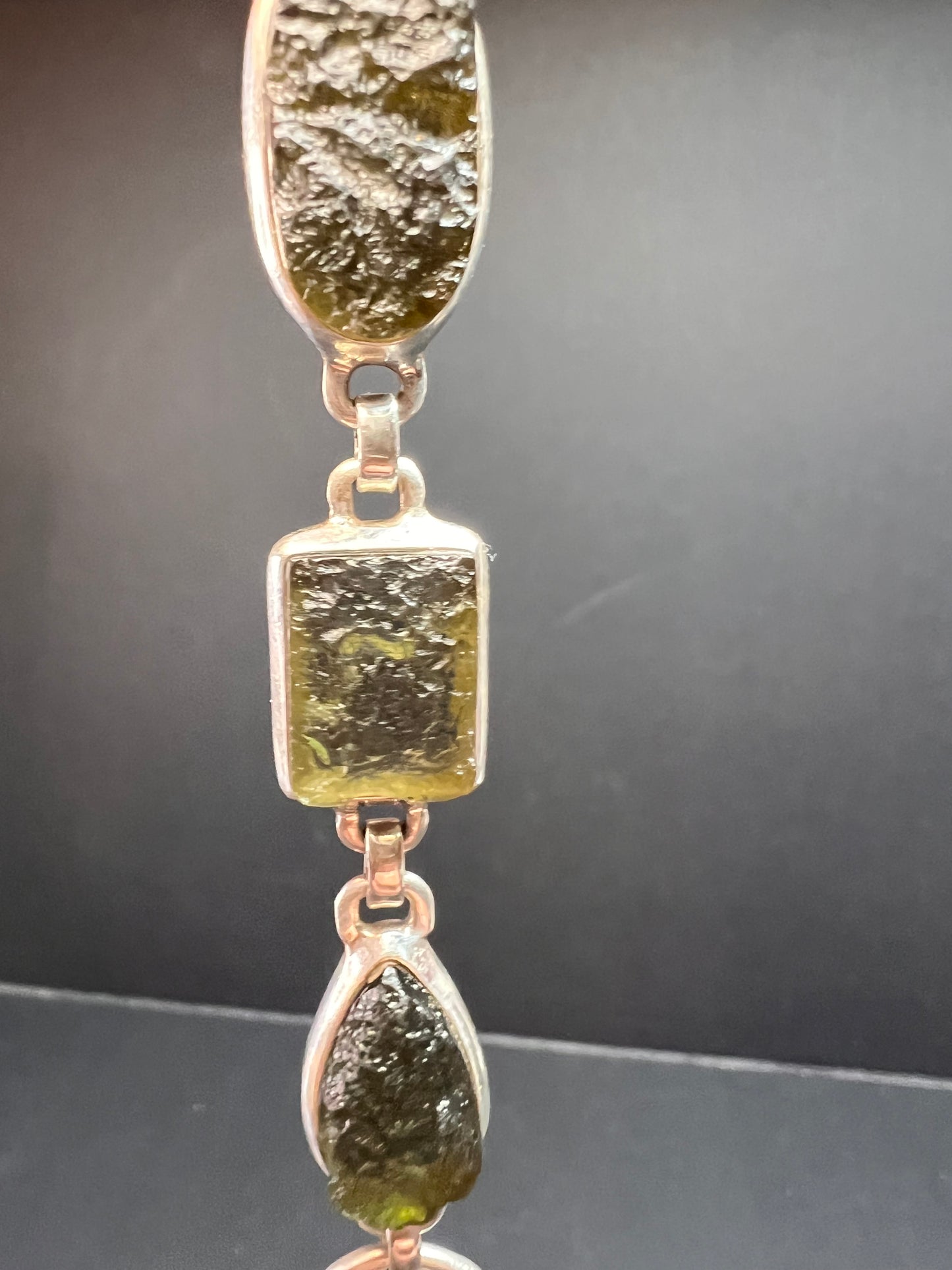 SOLD NEW Moldavite old stock sterling silver toggle bracelet