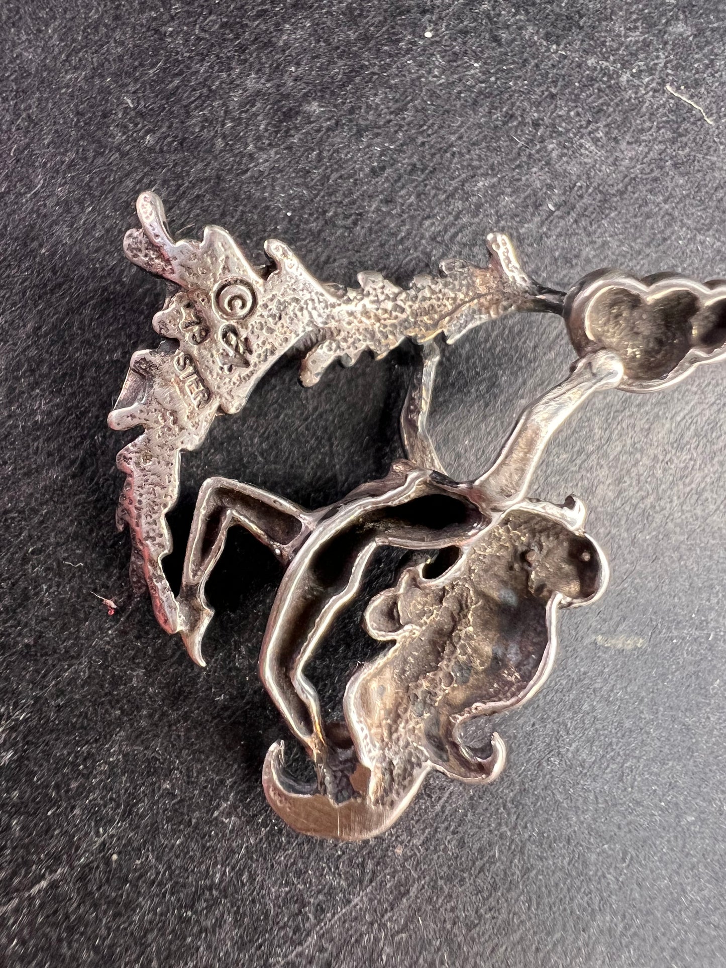 Vintage Sterling Silver Aquarius Water Bearer Zodiac Pendant 3.72g